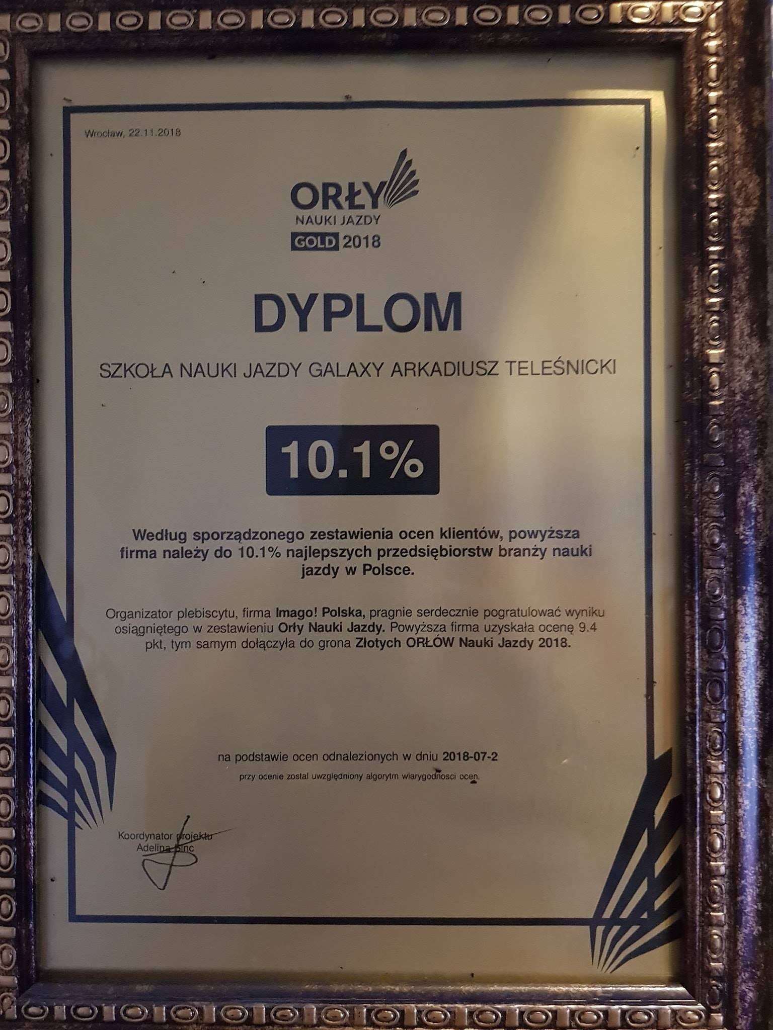 dyplomy za szkolenie teori